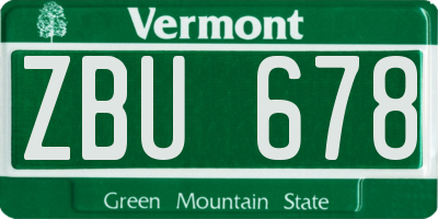 VT license plate ZBU678