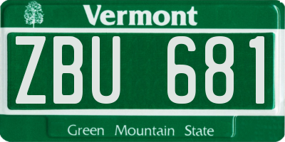 VT license plate ZBU681