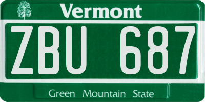 VT license plate ZBU687