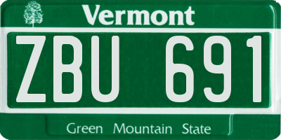VT license plate ZBU691