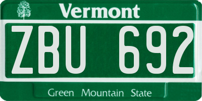 VT license plate ZBU692