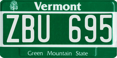 VT license plate ZBU695