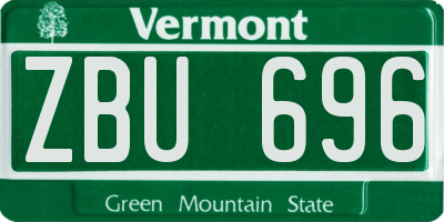 VT license plate ZBU696