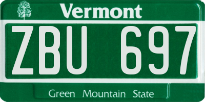 VT license plate ZBU697