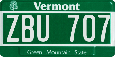 VT license plate ZBU707