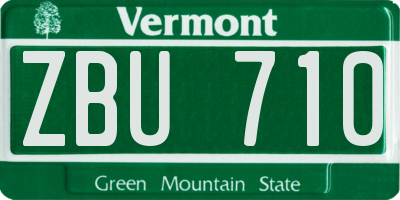 VT license plate ZBU710