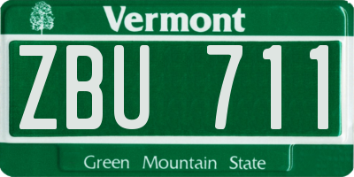 VT license plate ZBU711