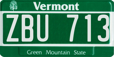 VT license plate ZBU713