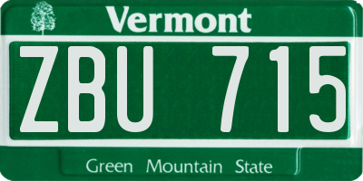 VT license plate ZBU715