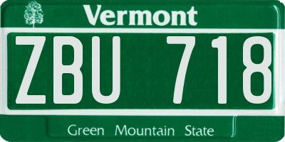 VT license plate ZBU718