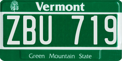 VT license plate ZBU719