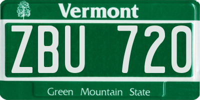 VT license plate ZBU720