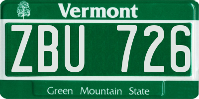 VT license plate ZBU726