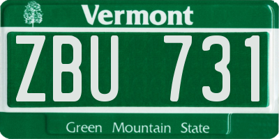 VT license plate ZBU731