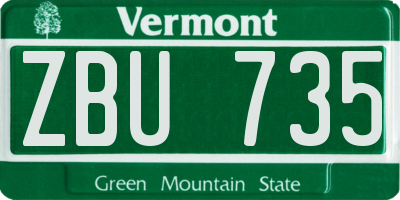 VT license plate ZBU735