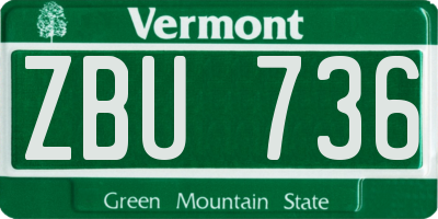 VT license plate ZBU736