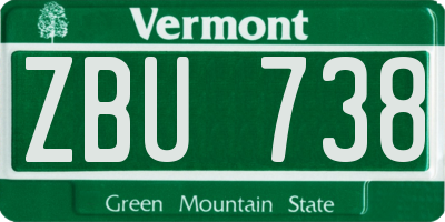 VT license plate ZBU738