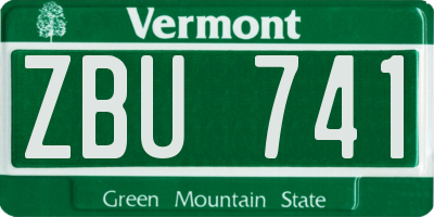 VT license plate ZBU741
