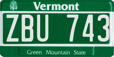 VT license plate ZBU743
