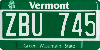 VT license plate ZBU745