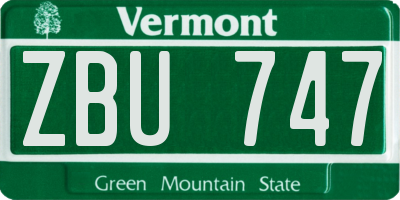 VT license plate ZBU747