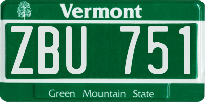 VT license plate ZBU751