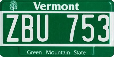 VT license plate ZBU753