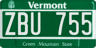 VT license plate ZBU755