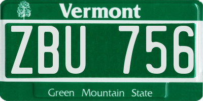 VT license plate ZBU756