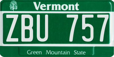 VT license plate ZBU757