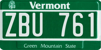 VT license plate ZBU761