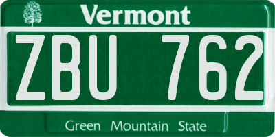 VT license plate ZBU762