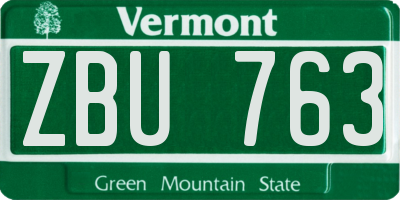 VT license plate ZBU763