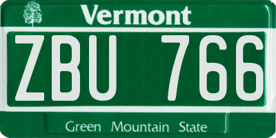 VT license plate ZBU766