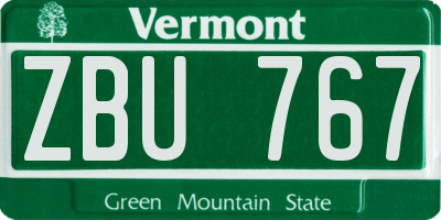 VT license plate ZBU767