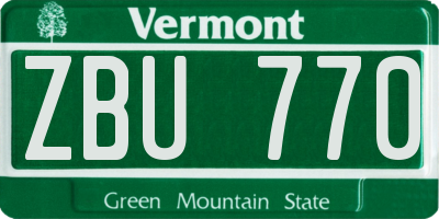 VT license plate ZBU770