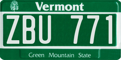 VT license plate ZBU771