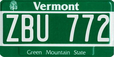 VT license plate ZBU772