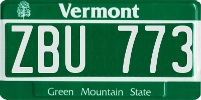 VT license plate ZBU773