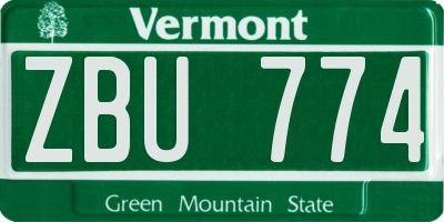 VT license plate ZBU774