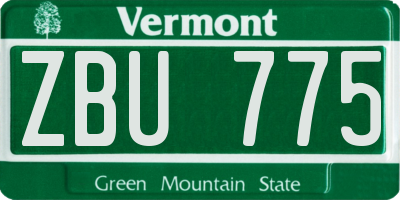 VT license plate ZBU775
