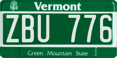 VT license plate ZBU776