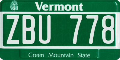 VT license plate ZBU778