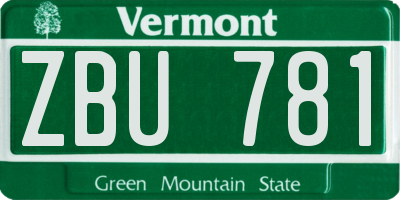 VT license plate ZBU781