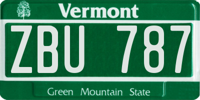 VT license plate ZBU787