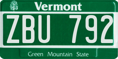 VT license plate ZBU792
