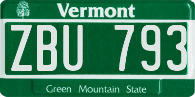 VT license plate ZBU793
