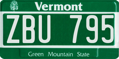 VT license plate ZBU795