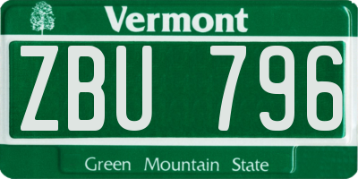 VT license plate ZBU796