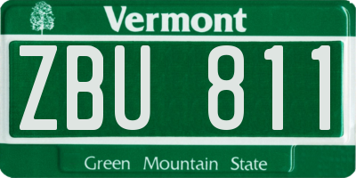 VT license plate ZBU811